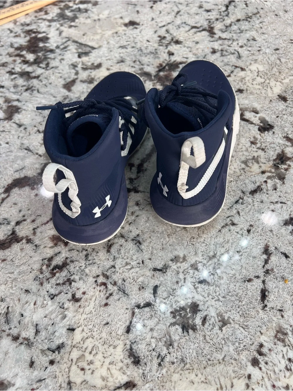 Under Armour Kids Navy and White High-Top Sneakers